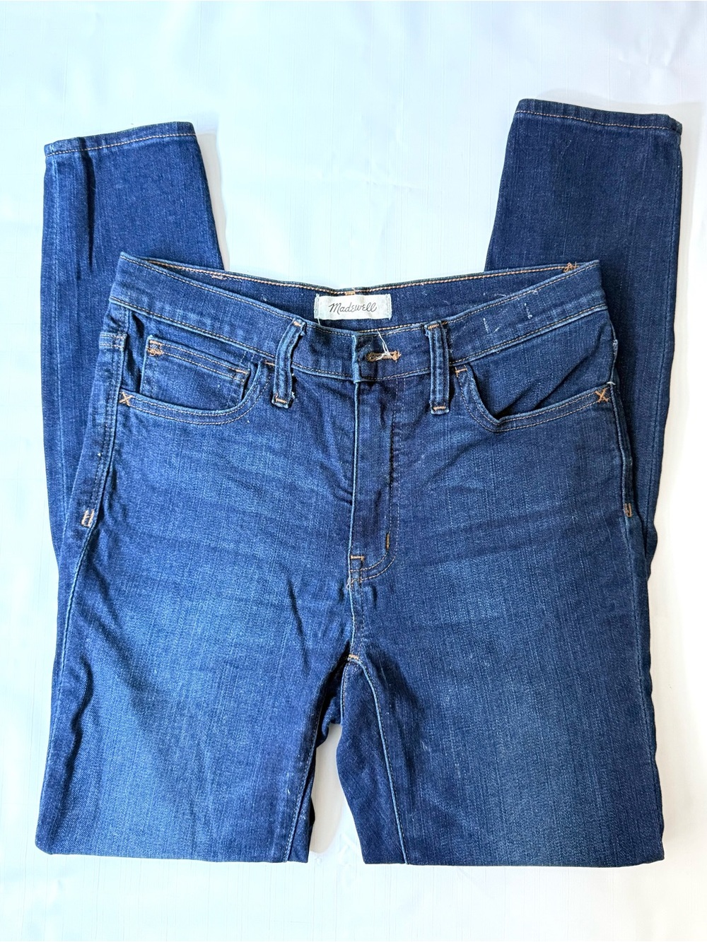Madewell 9”Mid Rise Dark Blue Skinny Jeans - Picture 4 of 8